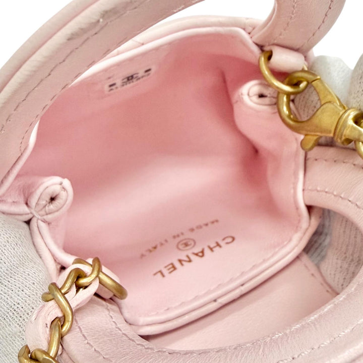 Great CHANEL Bag charm COCO Mark Mini Kelly Micro Matelassé Leather pink