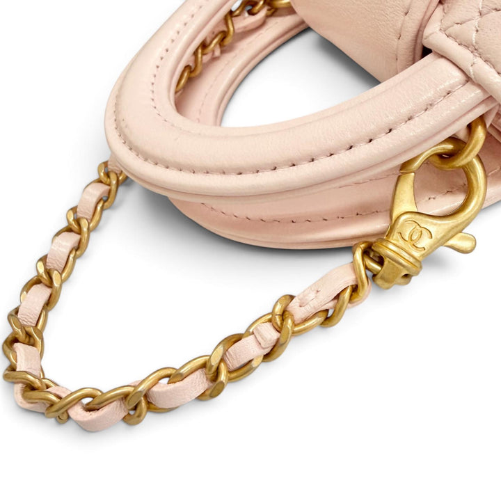 Great CHANEL Bag charm COCO Mark Mini Kelly Micro Matelassé Leather pink