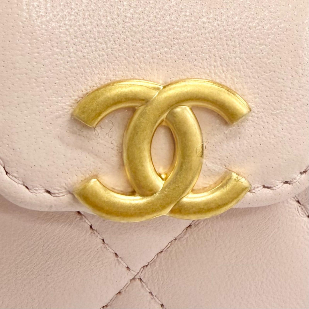 Great CHANEL Bag charm COCO Mark Mini Kelly Micro Matelassé Leather pink