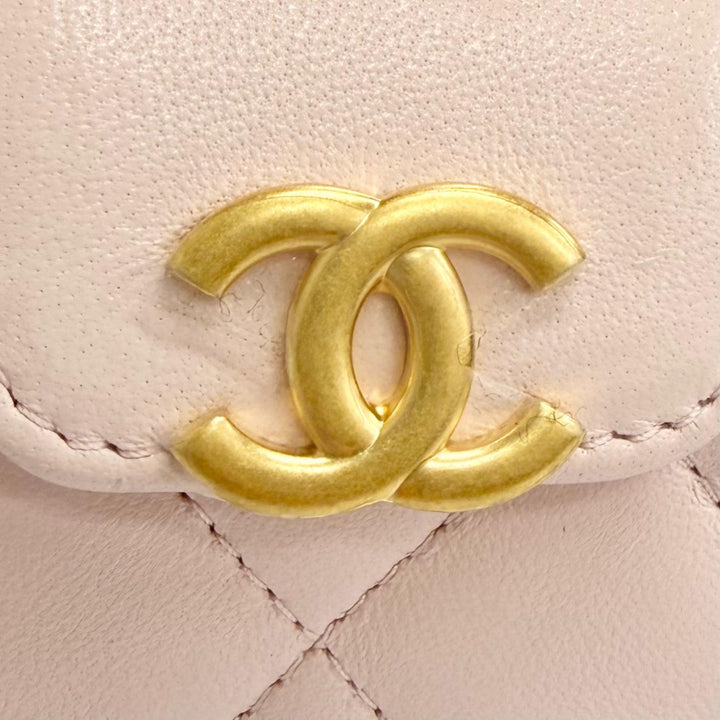 Great CHANEL Bag charm COCO Mark Mini Kelly Micro Matelassé Leather pink