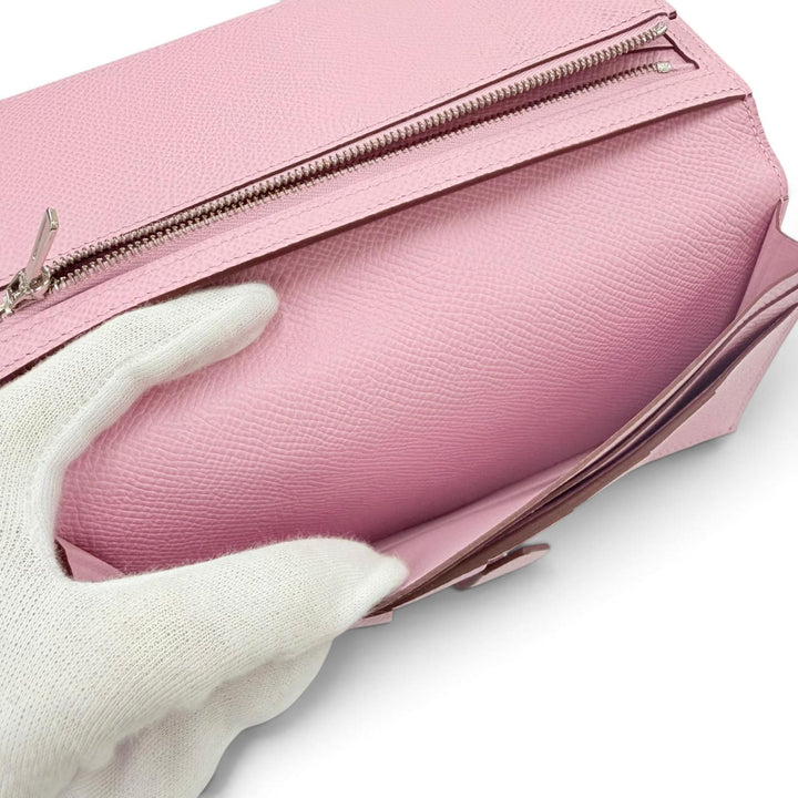 Excellent HERMES Purse Beansufla Long wallet Epsom Leather Women