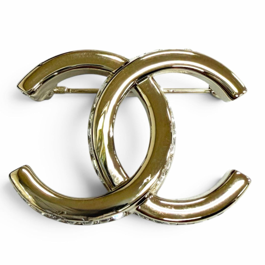 Excellent CHANEL Brooch COCO Mark B23B gold Rhinestone Women