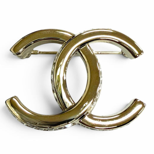 Excellent CHANEL Brooch COCO Mark B23B gold Rhinestone Women