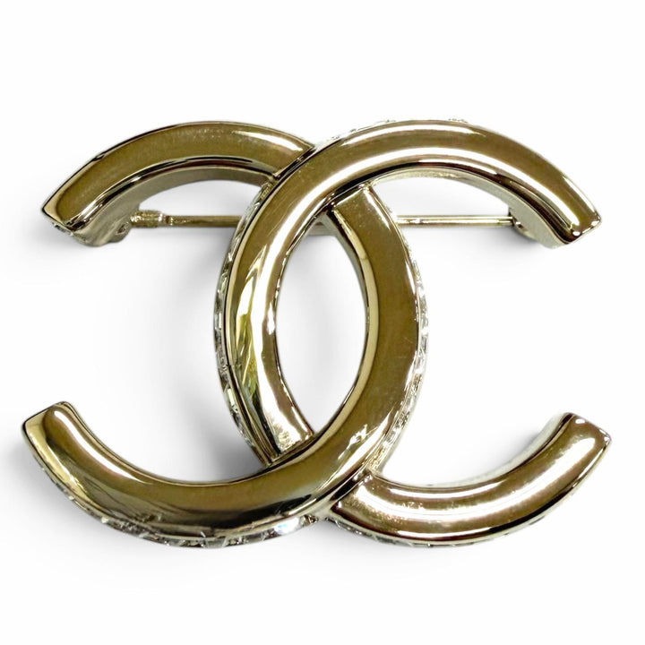 Excellent CHANEL Brooch COCO Mark B23B gold Rhinestone Women