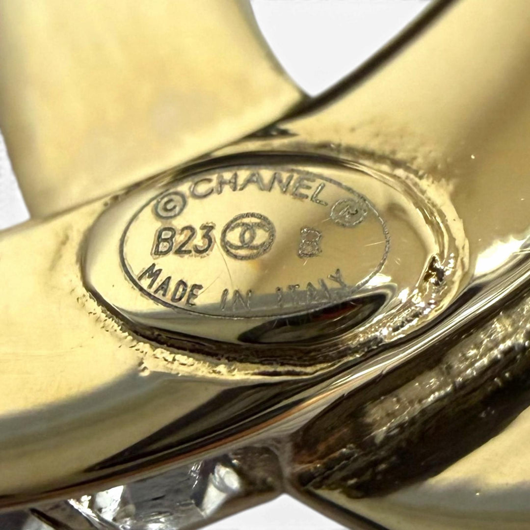Excellent CHANEL Brooch COCO Mark B23B gold Rhinestone Women