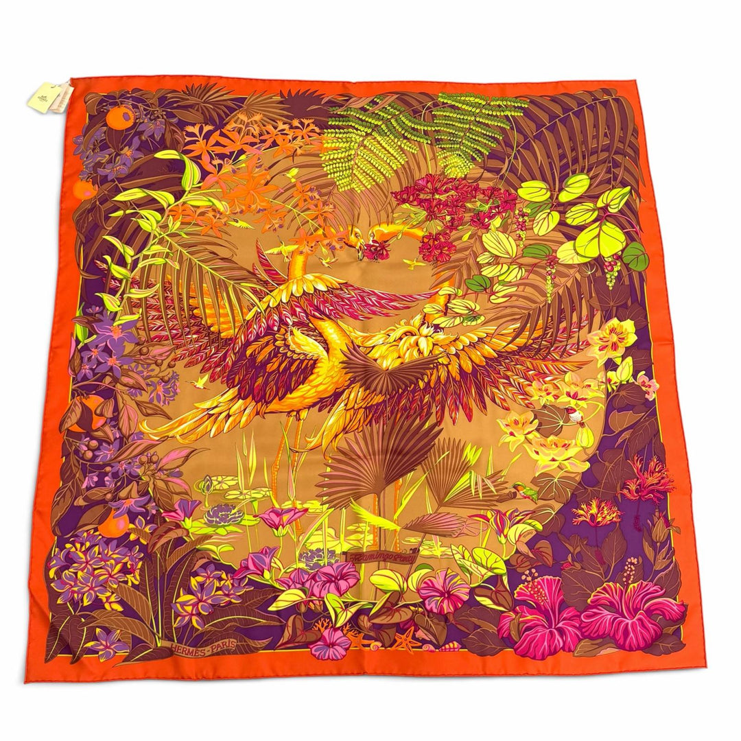 Pristine HERMES scarf FLAMINGO PARTY silk Women