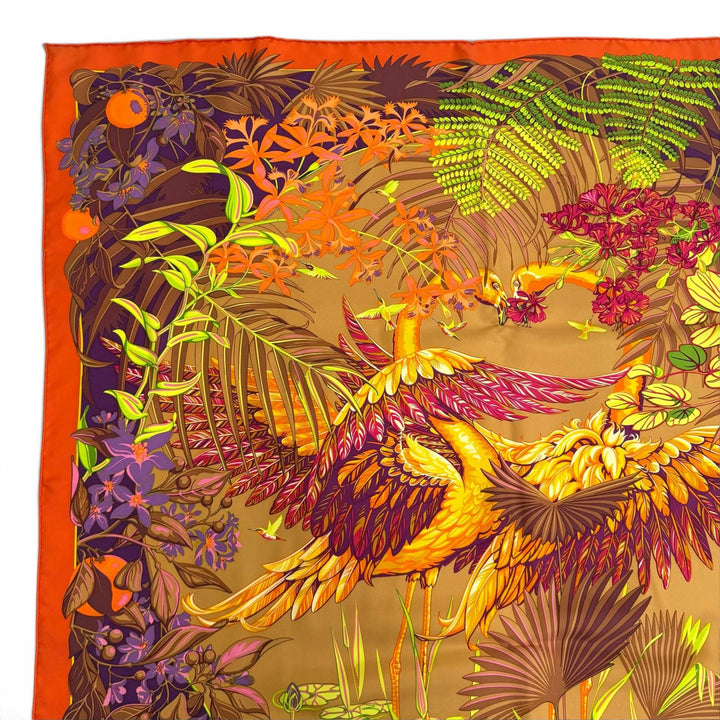 Pristine HERMES scarf FLAMINGO PARTY silk Women