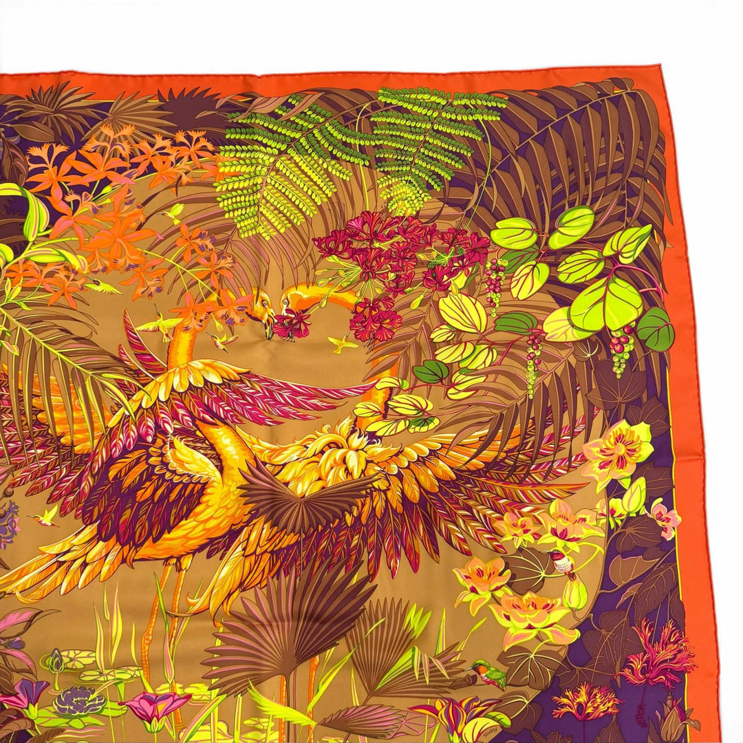 Pristine HERMES scarf FLAMINGO PARTY silk Women