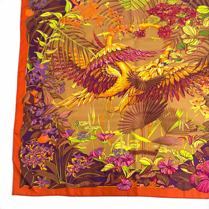 Pristine HERMES scarf FLAMINGO PARTY silk Women