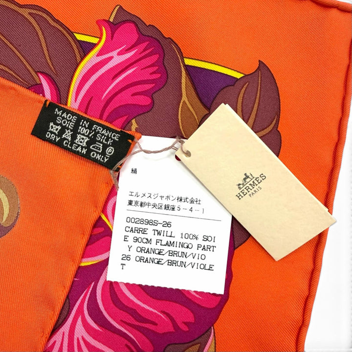 Pristine HERMES scarf FLAMINGO PARTY silk Women