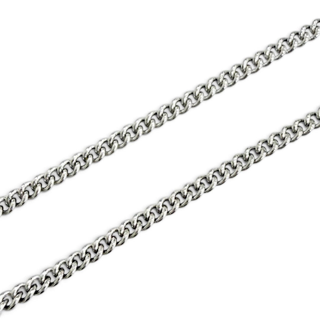 Excellent CHANEL Necklace COCO Mark rhinestone Silver ー Women 06P