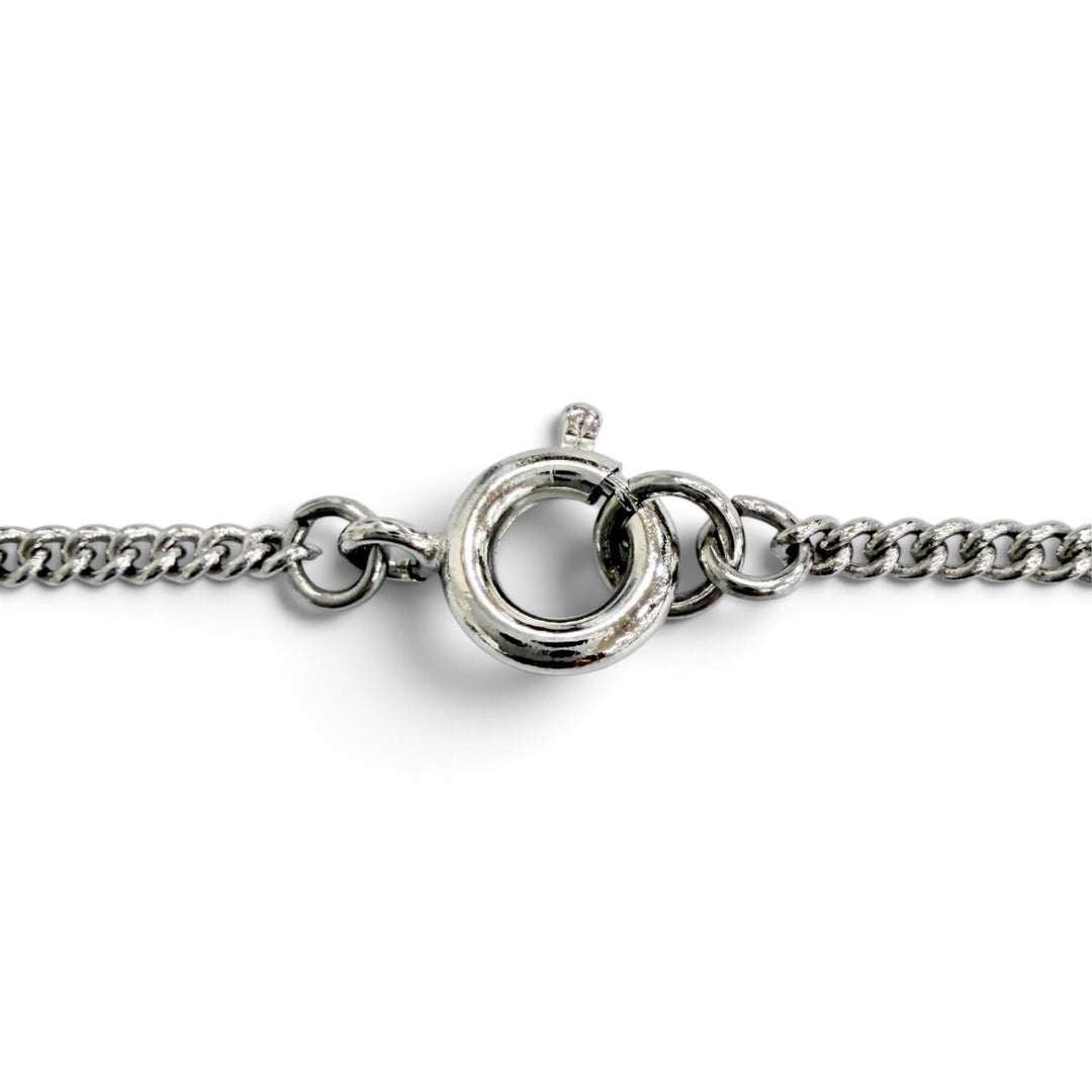 Excellent CHANEL Necklace COCO Mark rhinestone Silver ー Women 06P