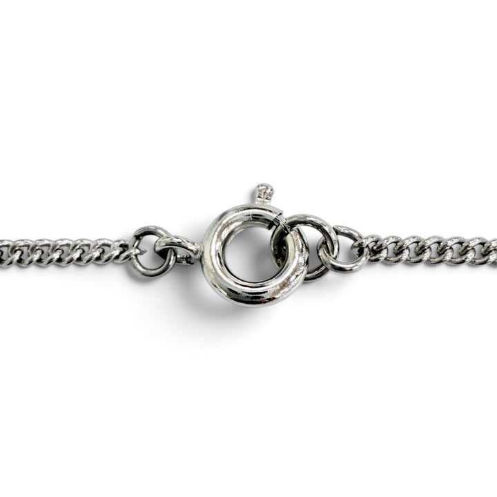 Excellent CHANEL Necklace COCO Mark rhinestone Silver ー Women 06P