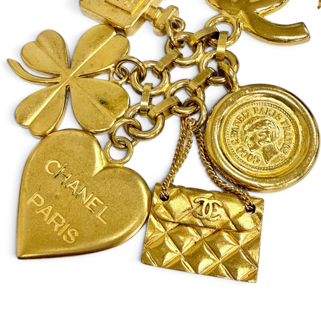 Great CHANEL Brooch COCO Mark Clover Perfume Bottle Logo Heart Coin Motif 96P