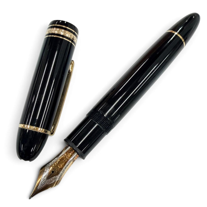 Great MONTBLANC fountain pen Meisterstück 149 White Star Bicolor black 18K mens
