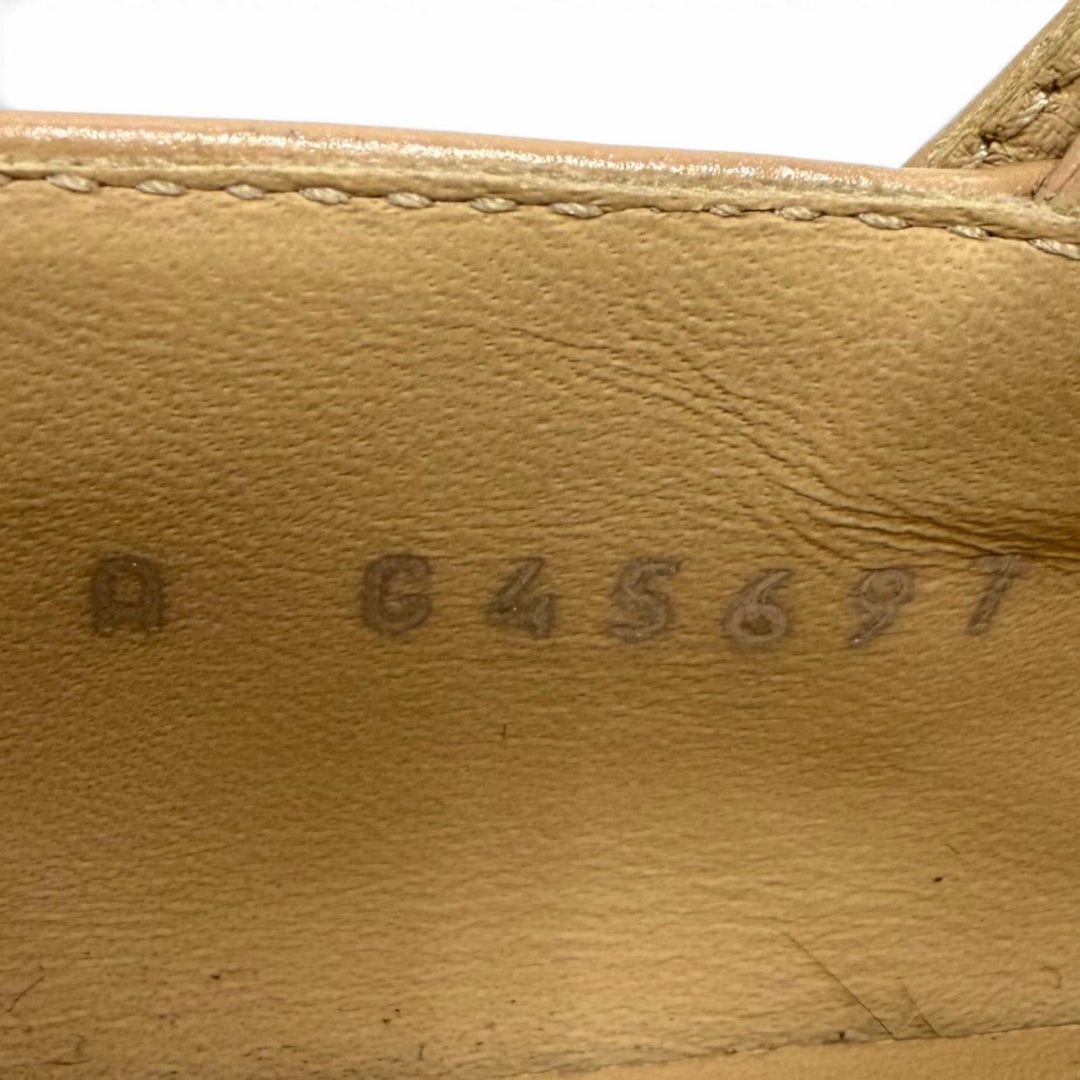 Great CHANEL pumps COCO Mark Mary Jane Leather Flats beige leather 35.5 G45697