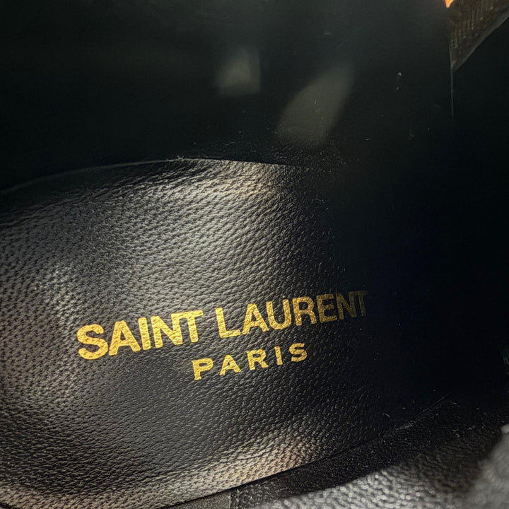 Excellent SAINT LAURENT short boots Side zip belt, suede leather Brown 38 529331