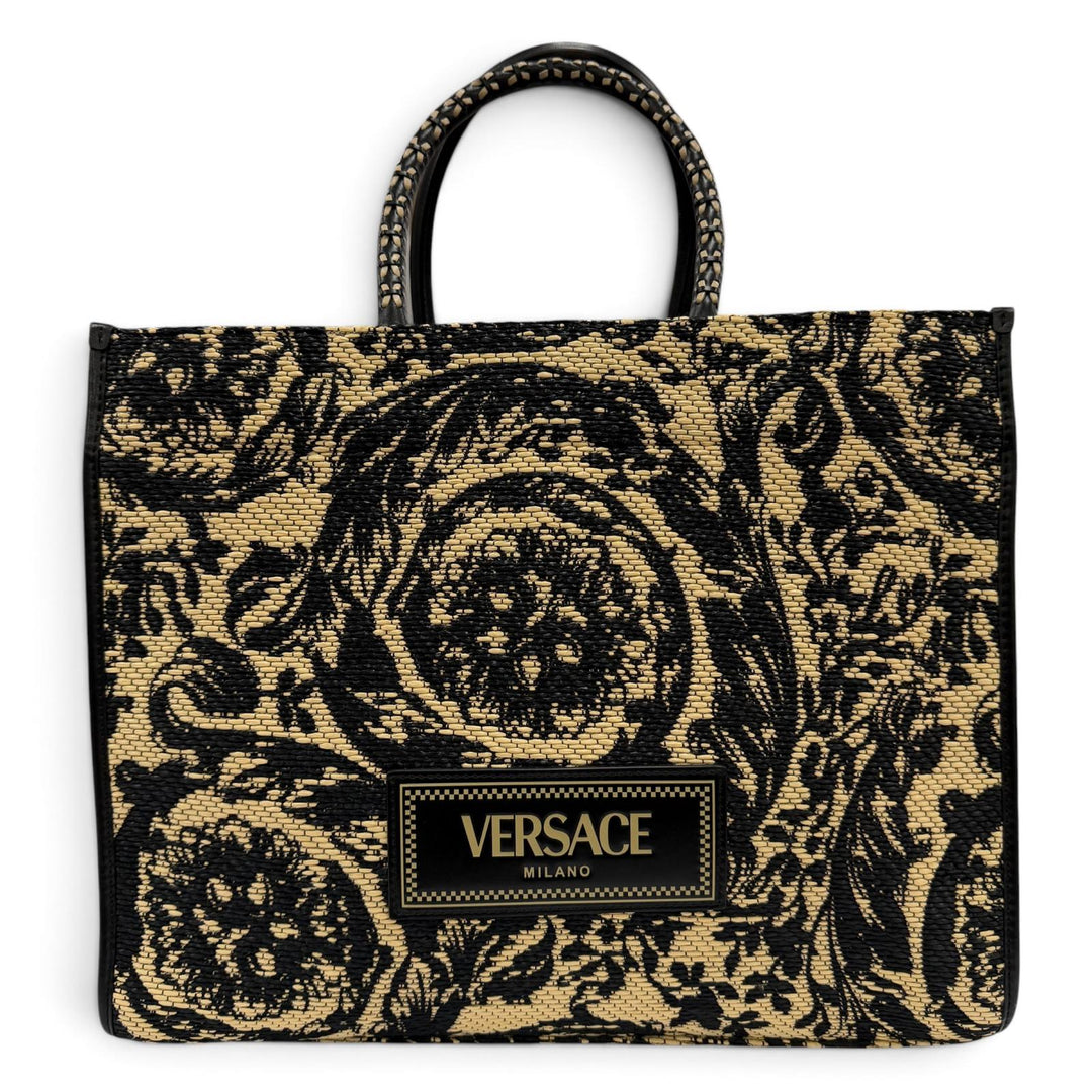 Excellent VERSACE Tote Bag Barocco Athena Raffia Bag natural Viscose Women