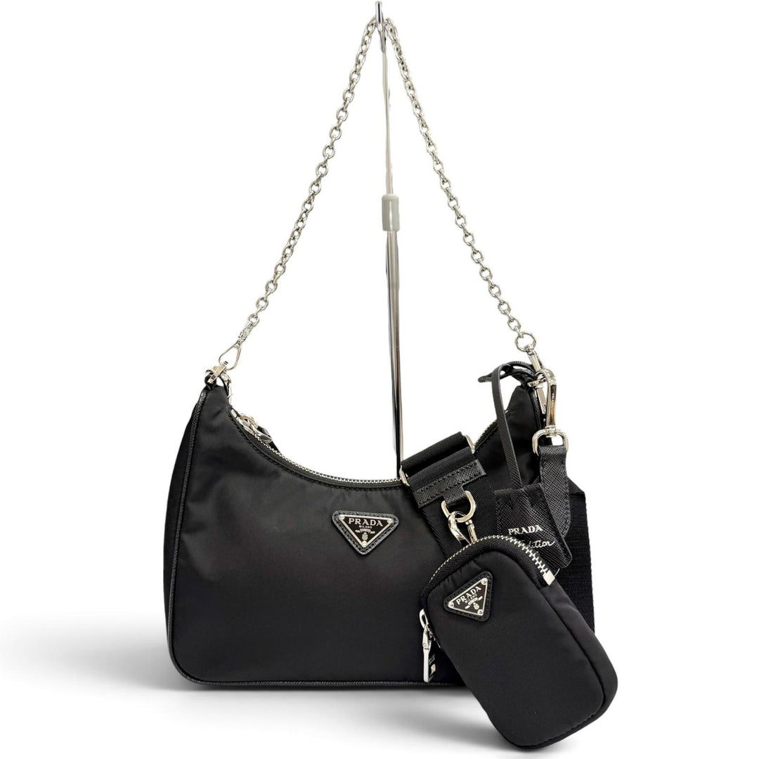 Excellent PRADA Re-Edition 2005 Re-Nylon Triangle Logo 2-Way Shoulder Bag 1BH204