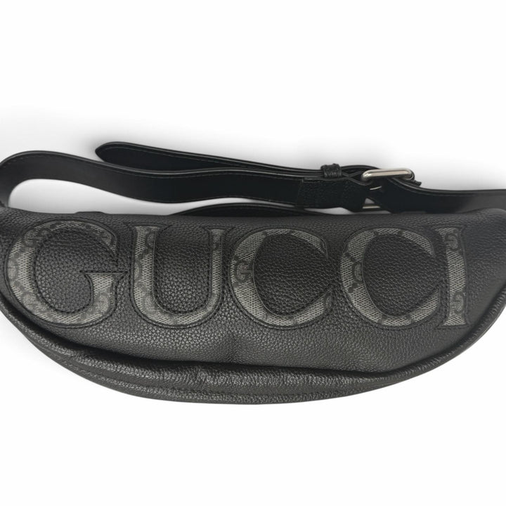 Pristine GUCCI Sling bag GG Supreme Logo Belt Bag black leather 768111