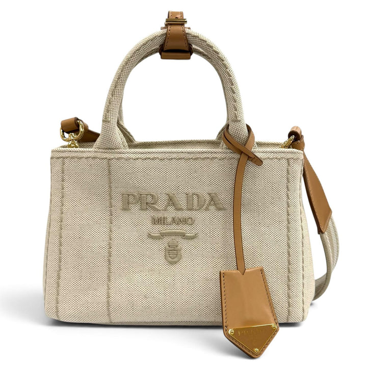 Pristine PRADA Handbag Jardinière Linen Blend Mini Handbag Women 1BG464