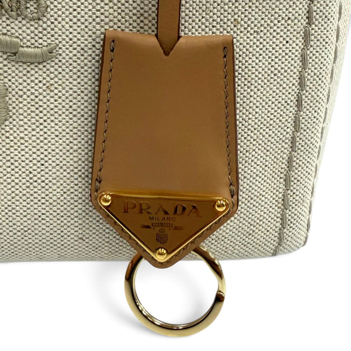Pristine PRADA Handbag Jardinière Linen Blend Mini Handbag Women 1BG464
