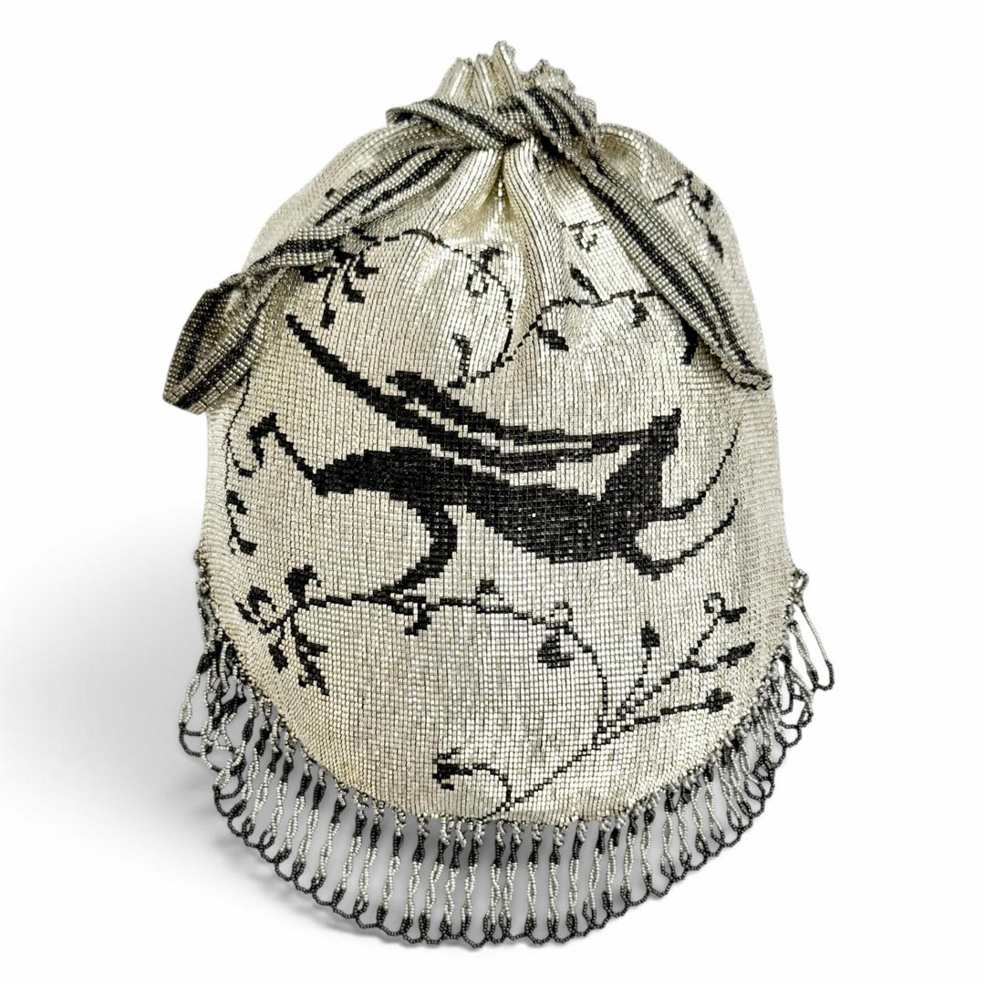 Excellent Karat Rabbit Fringe Art Deco Metal Bead Bag Drawstring Bag Handbag