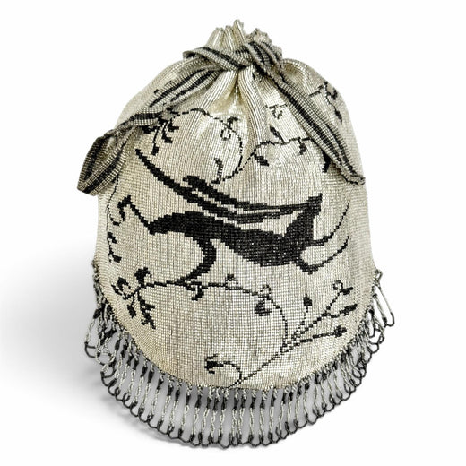 Excellent Karat Rabbit Fringe Art Deco Metal Bead Bag Drawstring Bag Handbag