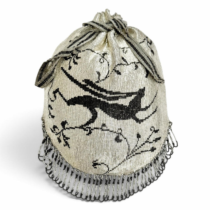 Excellent Karat Rabbit Fringe Art Deco Metal Bead Bag Drawstring Bag Handbag