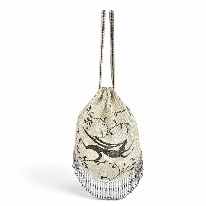 Excellent Karat Rabbit Fringe Art Deco Metal Bead Bag Drawstring Bag Handbag