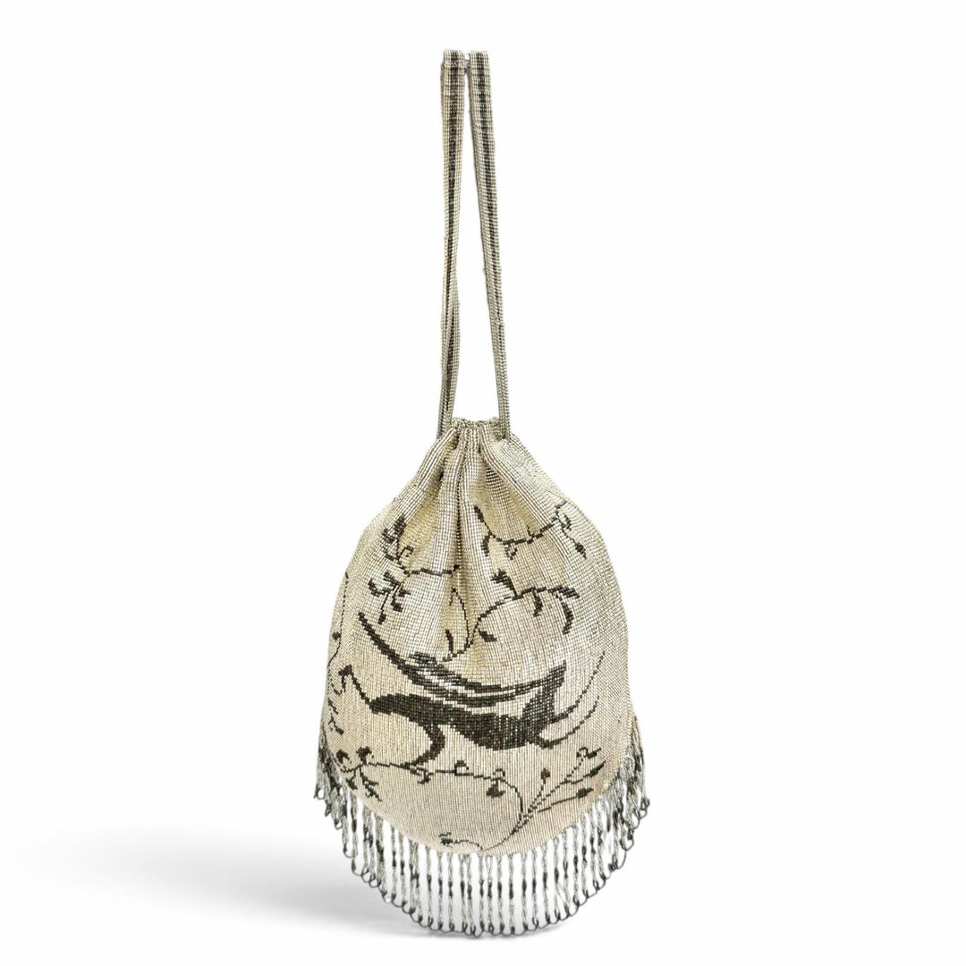 Excellent Karat Rabbit Fringe Art Deco Metal Bead Bag Drawstring Bag Handbag