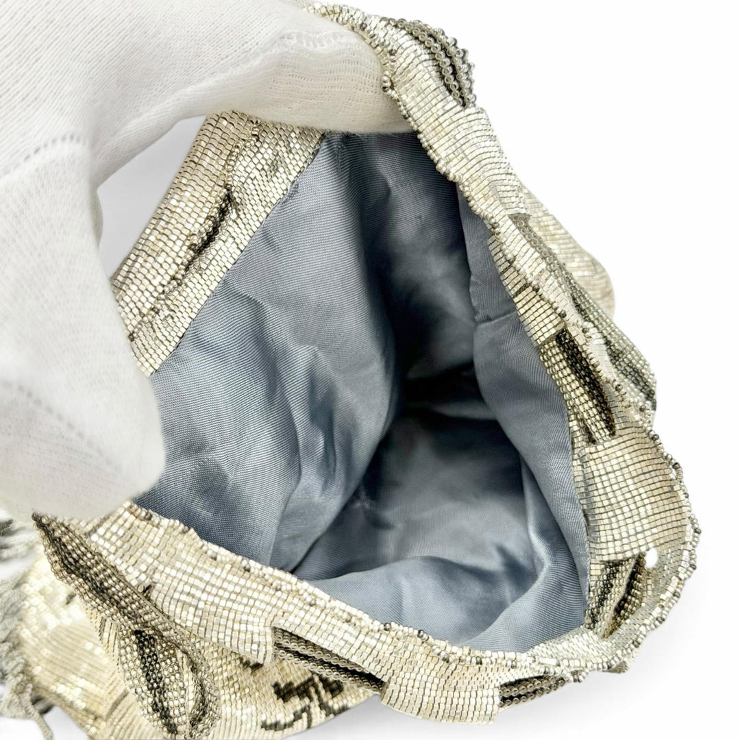 Excellent Karat Rabbit Fringe Art Deco Metal Bead Bag Drawstring Bag Handbag