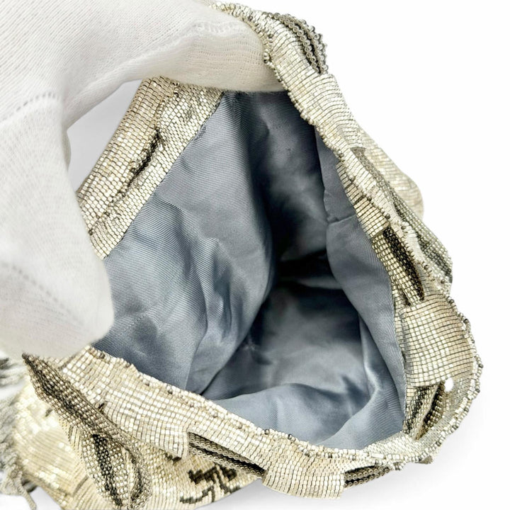 Excellent Karat Rabbit Fringe Art Deco Metal Bead Bag Drawstring Bag Handbag
