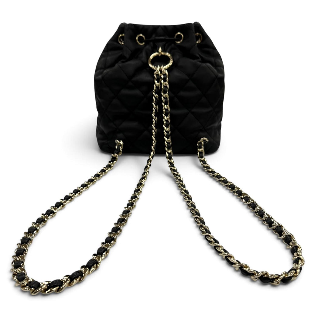 Excellent CHANEL Matelassé COCO Mark Two-Pocket Calfskin Backpack black AS4342