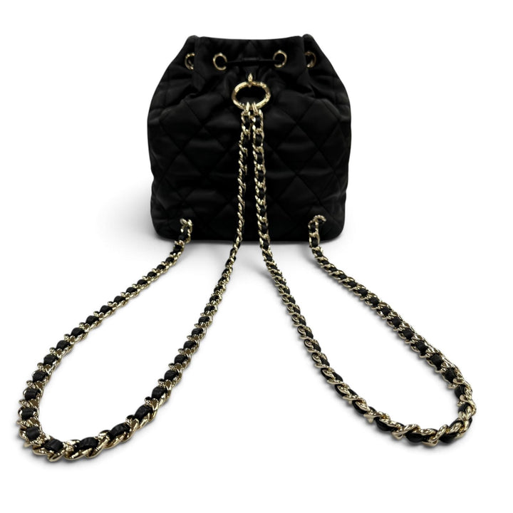 Excellent CHANEL Matelassé COCO Mark Two-Pocket Calfskin Backpack black AS4342