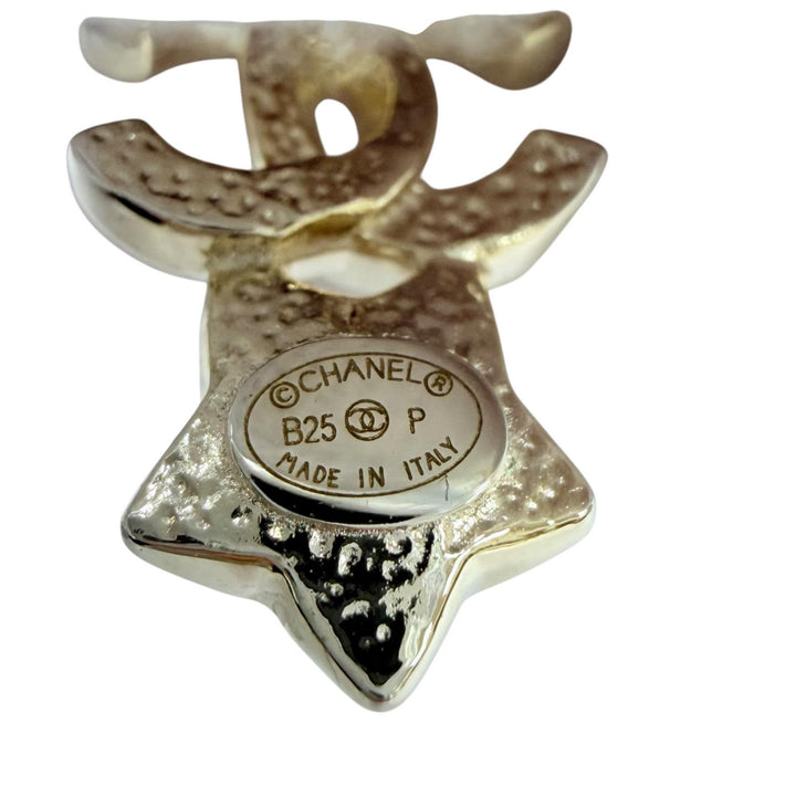 Great CHANEL Pierce COCO Mark Star Crystal Accessories Silver ー Women B25P