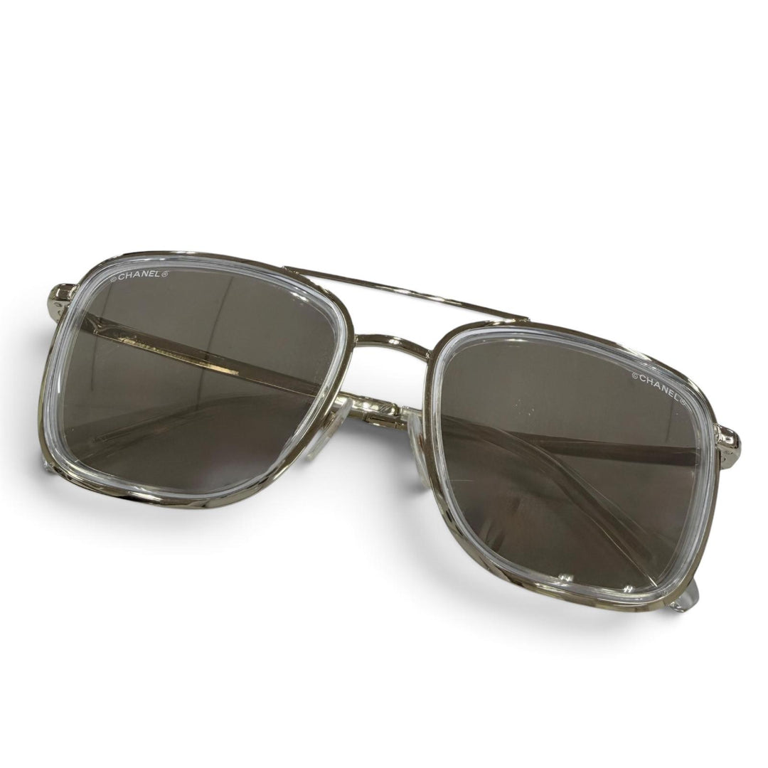 Great CHANEL sunglasses Double-bridge mirrored lens Champagne Gold 4241