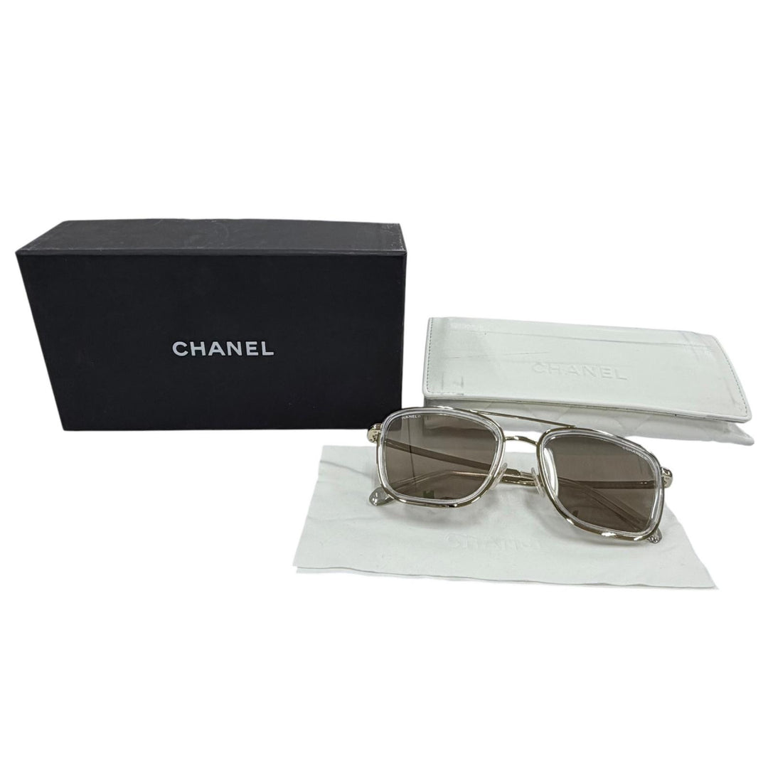 Great CHANEL sunglasses Double-bridge mirrored lens Champagne Gold 4241