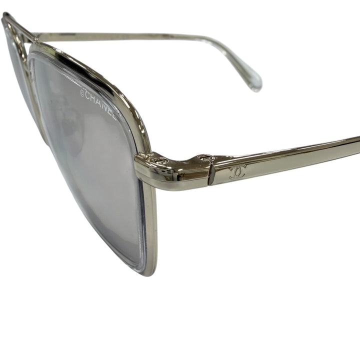 Great CHANEL sunglasses Double-bridge mirrored lens Champagne Gold 4241