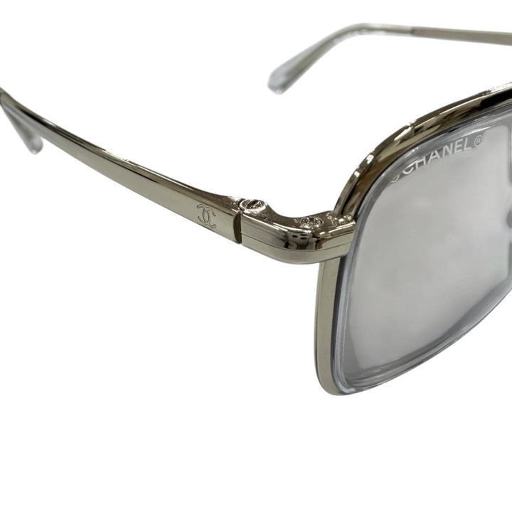 Great CHANEL sunglasses Double-bridge mirrored lens Champagne Gold 4241
