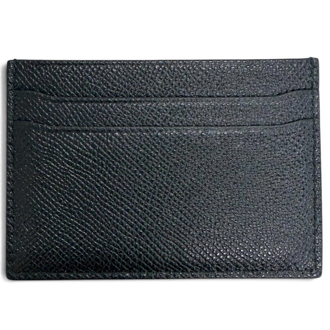 Great BVLGARI Card Case Pass Case Card Case black Grain leather mens 30405