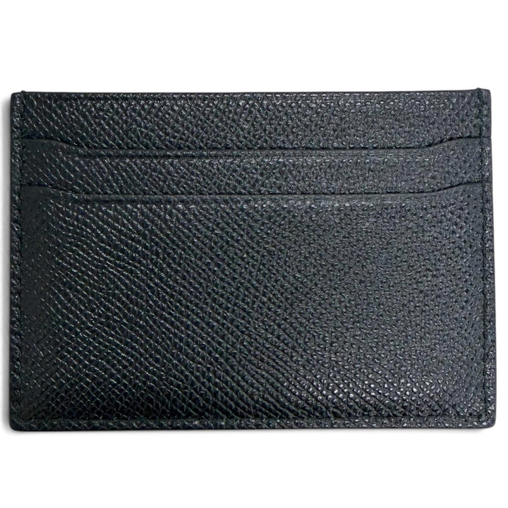 Great BVLGARI Card Case Pass Case Card Case black Grain leather mens 30405