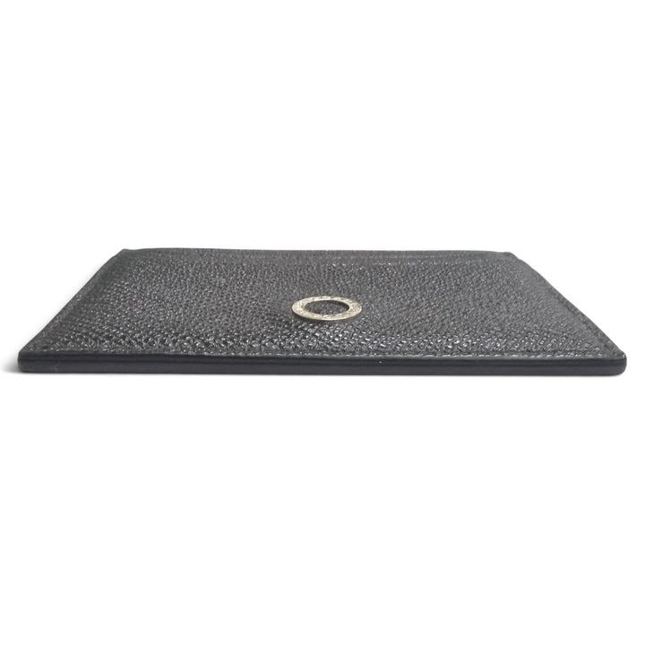 Great BVLGARI Card Case Pass Case Card Case black Grain leather mens 30405