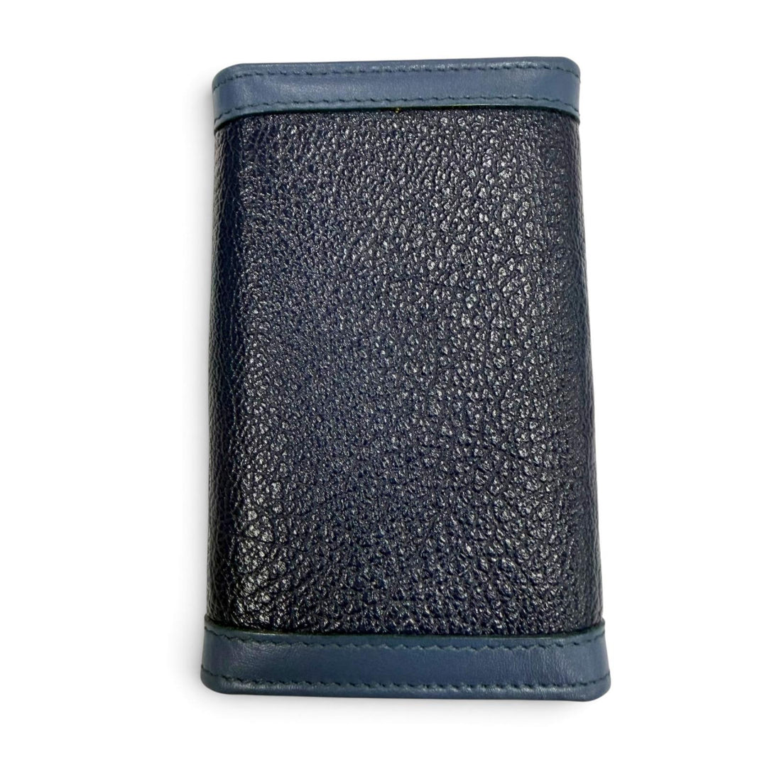 Excellent BVLGARI Key holder Doppio tondo six hooks Navy leather mens