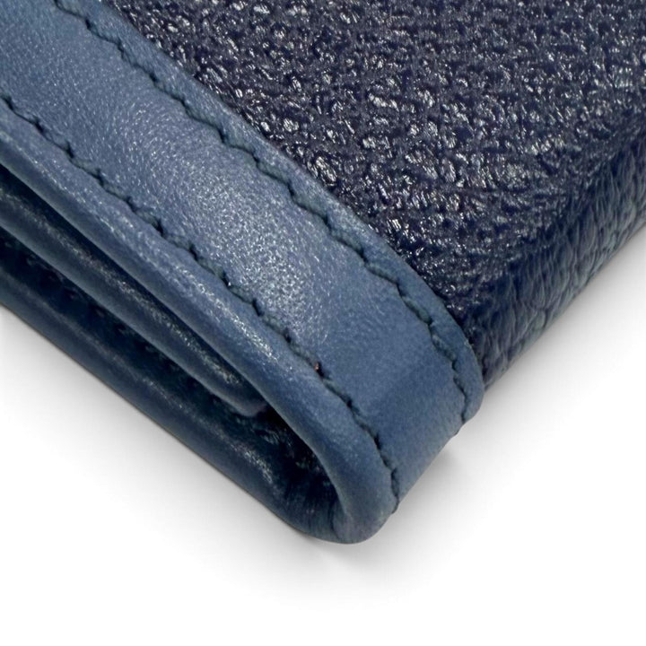 Excellent BVLGARI Key holder Doppio tondo six hooks Navy leather mens