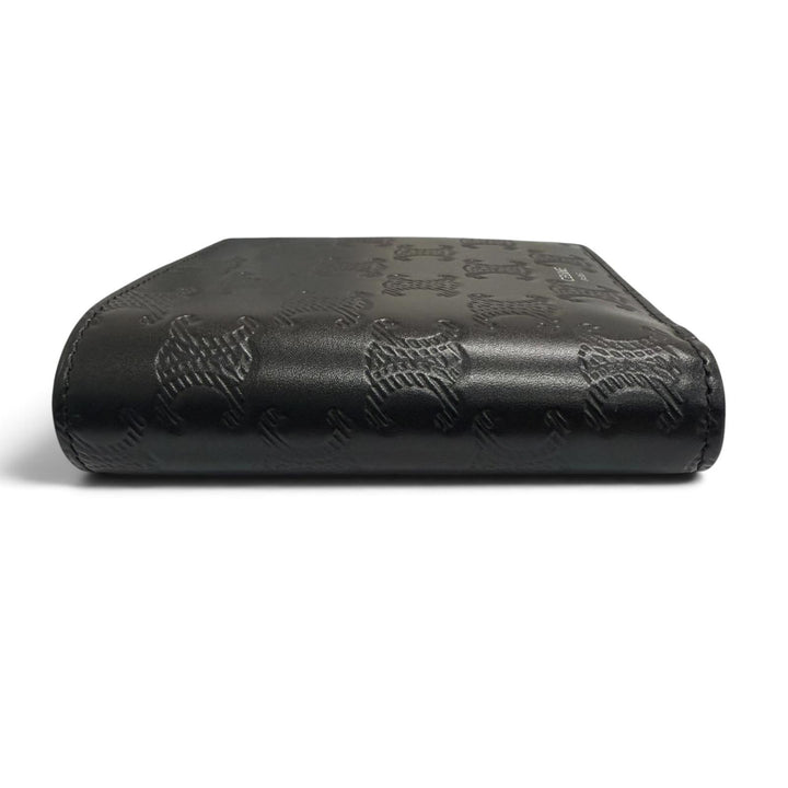 Excellent CELINE Bifold Wallet Triomphe Embossed Compact Wallet black