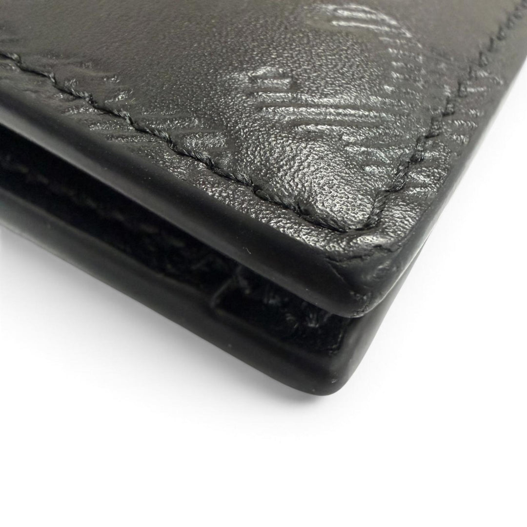 Excellent CELINE Bifold Wallet Triomphe Embossed Compact Wallet black