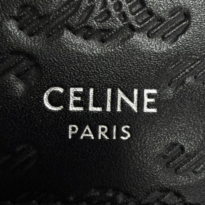 Excellent CELINE Bifold Wallet Triomphe Embossed Compact Wallet black