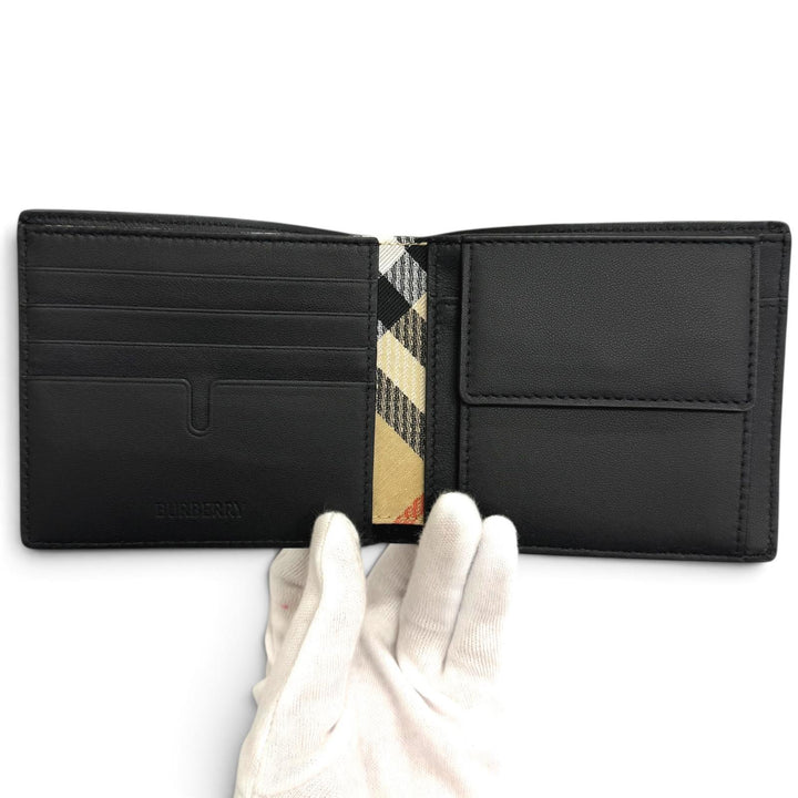 Excellent BURBERRY Bifold Wallet Nightstamp Bifold Coin Wallet Interior