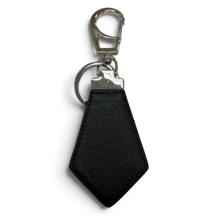 Very Good PRADA key ring triangle logo triangle plate Safiano leather 2PP041